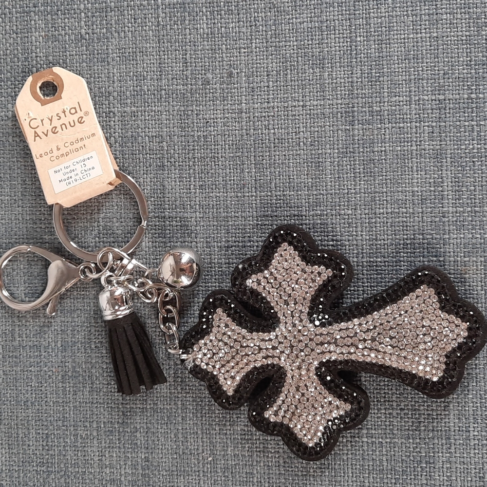 Cross Rhinestone Keychain Purse Charm Backpack Clip Religious Religion Gift